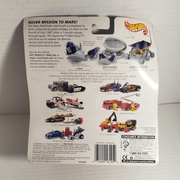 Hot Wheels Action Pack JPL Sojourner Mars Rover #2 NWT Vintage - Picture 2 of 3